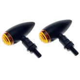 Intermitentes para motocicleta APE RACING, estilo bala clásico, de metal, con bombillas, universales, con orificios de 10 mm (negro + ámbar).