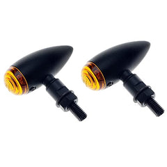 Clignotants de moto - APE RACING Clignotants métalliques style balle classique, compatibles avec les motos à filetage de 10 mm (lentilles noires et ambrées)