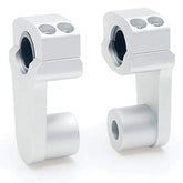 Elevadores de abrazadera de manillar pivotantes APE RACING de 2" de altura, plateados, para manillares de 7/8" o 1 1/8", montaje en abrazadera de potencia de 1-1/8".