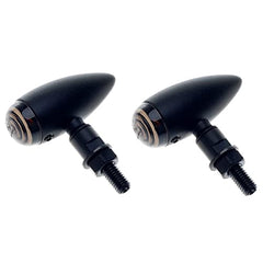 Clignotants de moto - APE RACING Clignotants métalliques style balle classique, compatibles avec les motos à filetage de 10 mm (noir + lentilles fumées)