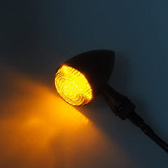 Clignotants moto - APE RACING Clignotants métalliques style balle classique à LED, universels pour motos avec filetage de 10 mm (lentilles noires et ambrées)