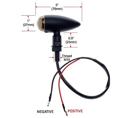 Clignotants de moto - APE RACING Clignotants métalliques style balle classique, compatibles avec les motos à filetage de 10 mm (noir + lentilles fumées)