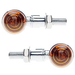 Intermitentes para motocicleta APE RACING, estilo bala clásico, de metal cromado, con bombillas y lentes ámbar, ajuste universal para motocicletas con orificios de 10 mm de rosca.