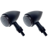 Intermitentes para motocicleta APE RACING, estilo bala clásico, de metal, LED, universales, con orificios de 10 mm (negro + lentes ahumados).
