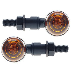 Clignotants de moto - APE RACING Clignotants métalliques style balle classique, compatibles avec les motos à filetage de 10 mm (lentilles noires et ambrées)