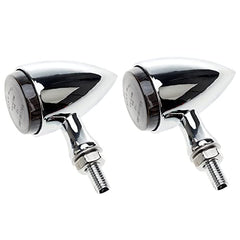 Intermitentes para motocicleta APE RACING, estilo bala clásico, de metal, LED, universales, con orificios de 10 mm (cromados y ahumados).