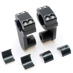 Elevadores de abrazadera de manillar pivotantes APE RACING de 2" de altura, negros, para manillares de 7/8" o 1 1/8", montaje en abrazadera de potencia de 1-1/8".