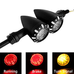 Feu arrière LED métallique pour moto APE RACING avec clignotants et feux de freinage, noir M10