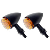 Intermitentes para motocicleta APE RACING, estilo bala clásico, de metal, LED, universales, con orificios de 10 mm (lente negra y ámbar).