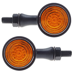 Clignotants moto - APE RACING Clignotants métalliques style balle classique à LED, universels pour motos avec filetage de 10 mm (lentilles noires et ambrées)