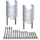 Elevadores de manillar APE RACING de aluminio macizo con altura ajustable para manillares de 28,6 mm (1 1/8"), para motocicletas, todoterrenos, quads y motos de cross (1 1/8", plateados)