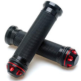 Puños de motocicleta de 7/8" - Puños universales de aluminio CNC con gel y goma para manillar de 7/8" (rojos)