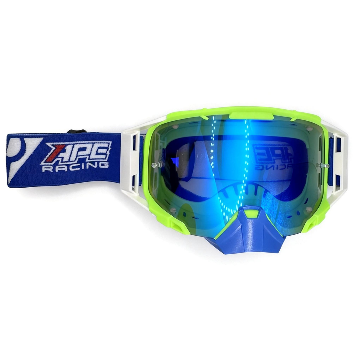 Gafas MX APE RACING: Lentes antivaho WideVision con estabilizadores y protector nasal extraíble