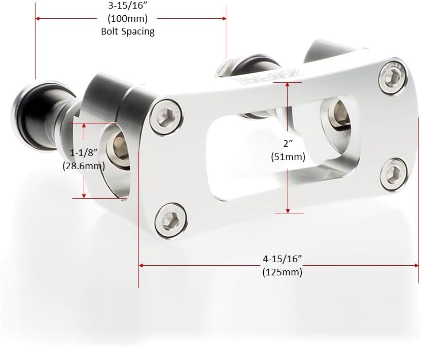 Abrazadera de manillar antivibración para manillares Fat Bar de 1-1/8 pulgadas, soporte de vástago de dirección ATV de aluminio CNC, espaciado de pernos de 100 mm para vástagos ATV de repuesto (rojo) 