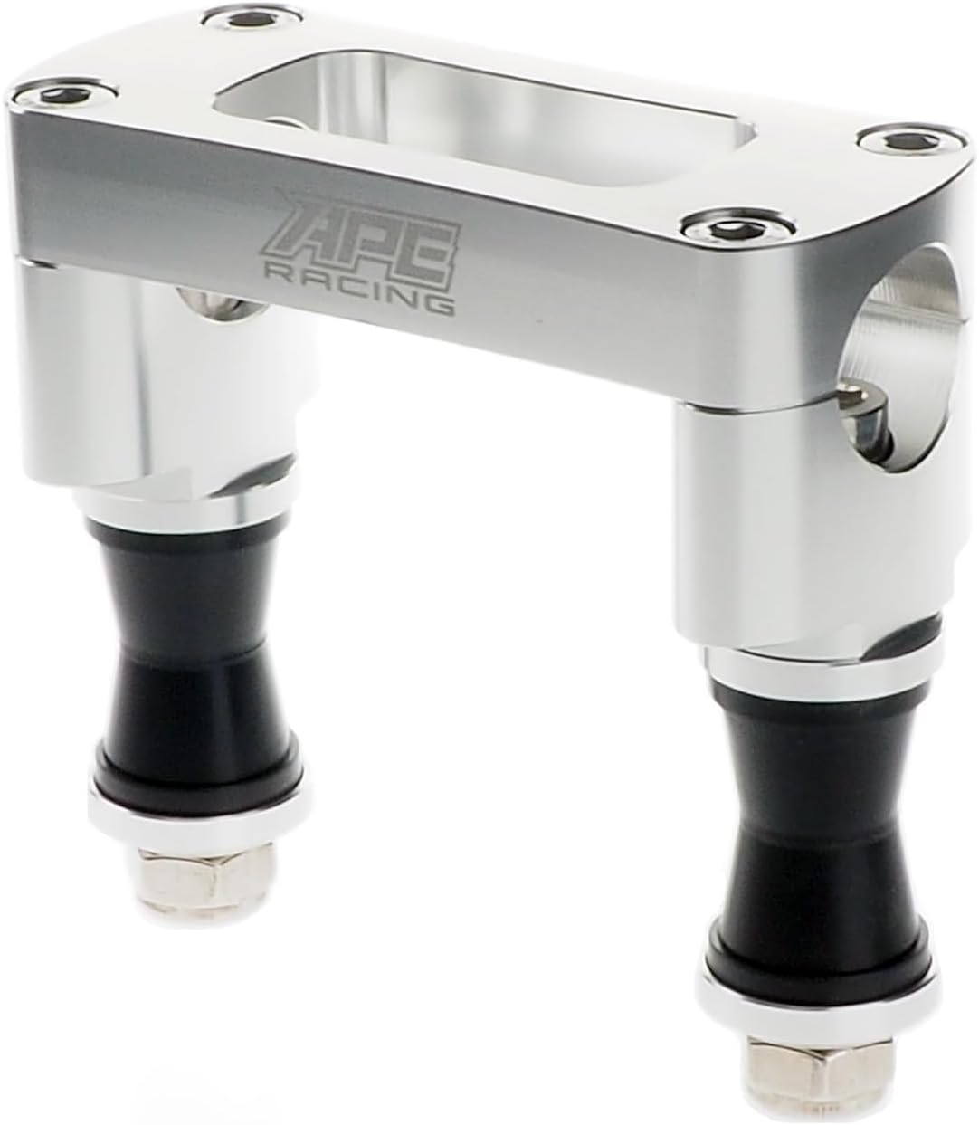 Anti Vibration Handlebar Clamp for 1-1/8 Inch Fat Bars CNC Billet Aluminum ATV Steering Stem Mount 100mm Bolt Spacing for Aftermarket ATV Stems (Silver)