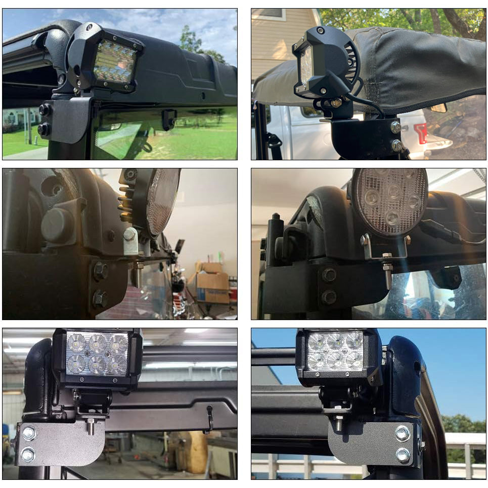 Soportes de montaje para luces de marcha atrás traseras APE RACING UTV para Polaris Ranger 2013-2025: soportes LED para jaula antivuelco de techo trasero