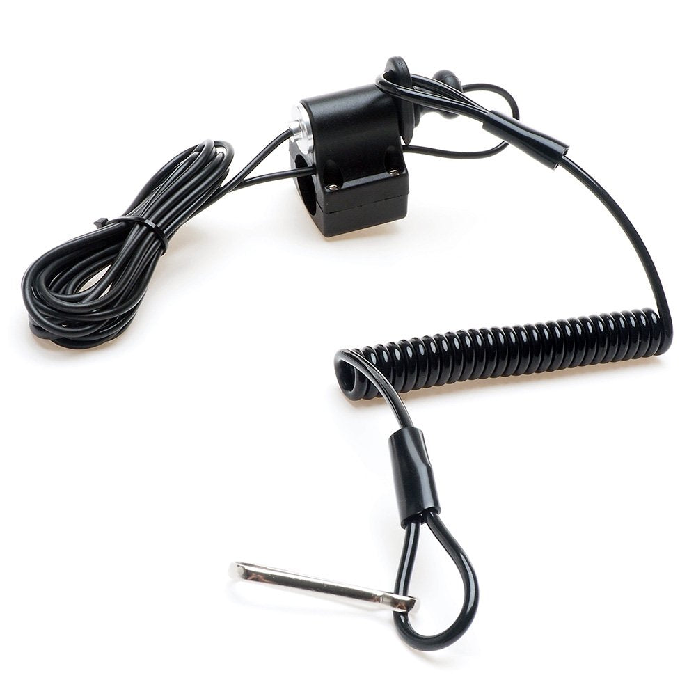Interruptor de seguridad con correa - APE Racing, negro, con llave de cordón para montaje en ATV, manillar de 7/8"