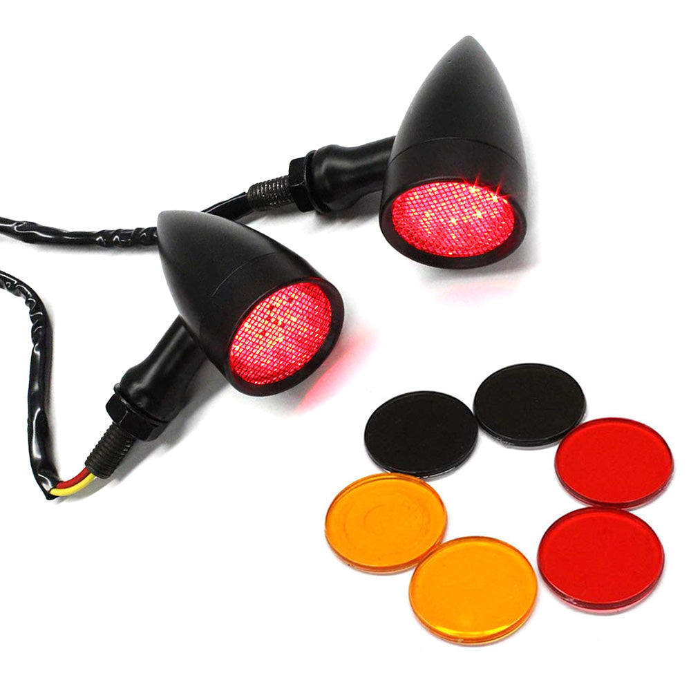 Intermitentes LED vintage de metal para motocicleta APE RACING, luces traseras negras M10