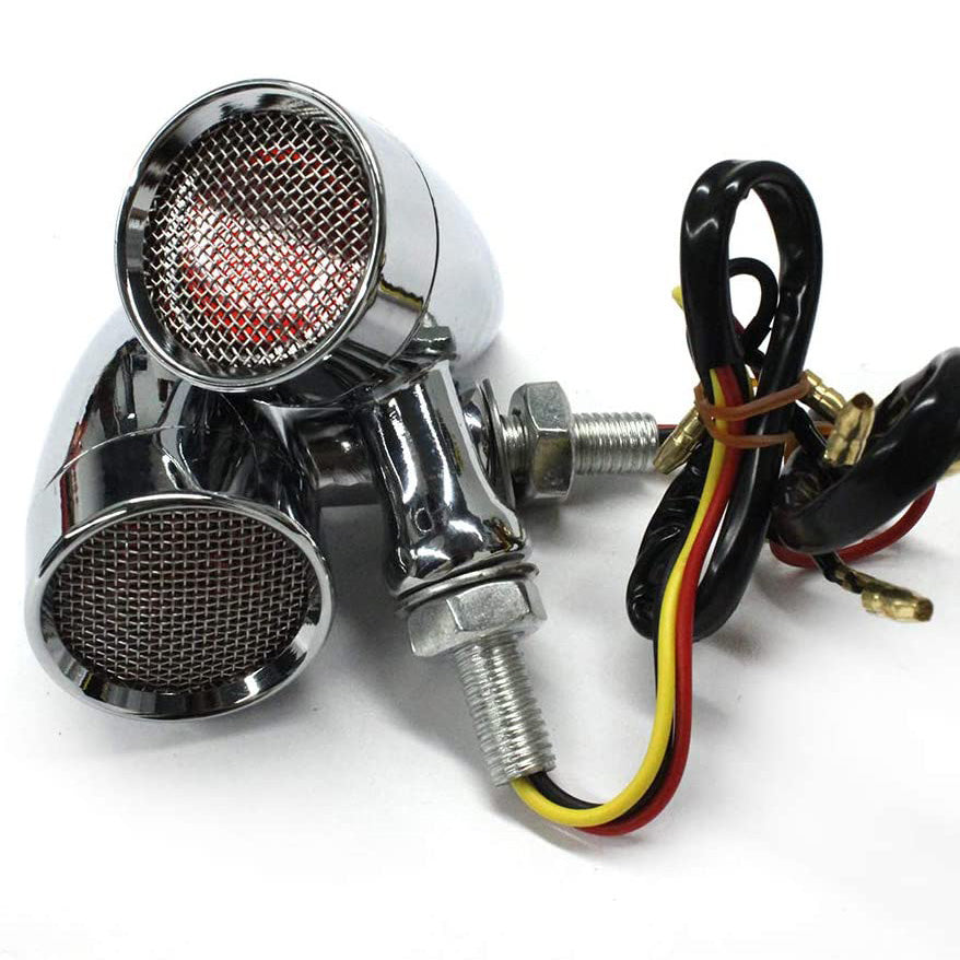 Intermitentes LED vintage de metal para motocicleta APE RACING, luces traseras cromadas M10