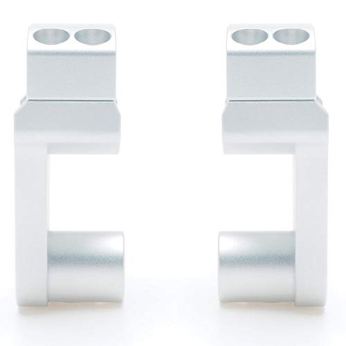 Elevadores de abrazadera de manillar pivotantes APE RACING de 2" de altura, plateados, para manillares de 7/8" o 1 1/8", montaje en abrazadera de potencia de 7/8".