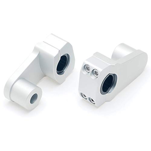 Elevadores de abrazadera de manillar pivotantes APE RACING de 2" de altura, plateados, para manillares de 7/8" o 1 1/8", montaje en abrazadera de potencia de 1-1/8".