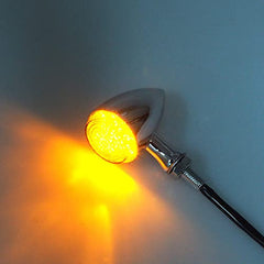Clignotants moto - APE RACING Clignotants métalliques style balle classique à LED, universels pour motos avec filetage de 10 mm (chrome + lentilles ambrées)