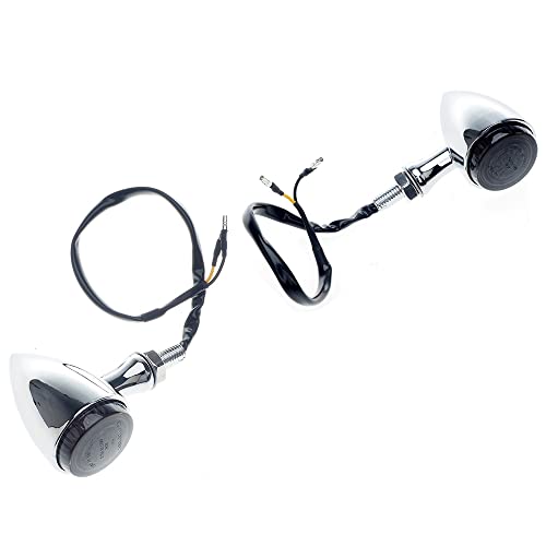 Intermitentes para motocicleta APE RACING, estilo bala clásico, de metal, LED, universales, con orificios de 10 mm (cromados y ahumados).