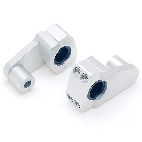 Elevadores de abrazadera de manillar pivotantes APE RACING de 2" de altura, plateados, para manillares de 7/8" o 1 1/8", montaje en abrazadera de potencia de 7/8".