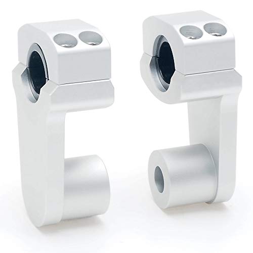 Elevadores de abrazadera de manillar pivotantes APE RACING de 2" de altura, plateados, para manillares de 7/8" o 1 1/8", montaje en abrazadera de potencia de 1-1/8".