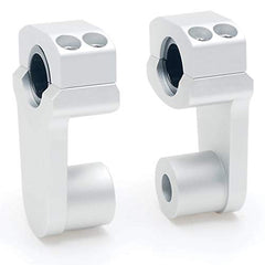 Elevadores de abrazadera de manillar pivotantes APE RACING de 2" de altura, plateados, para manillares de 7/8" o 1 1/8", montaje en abrazadera de potencia de 1-1/8".