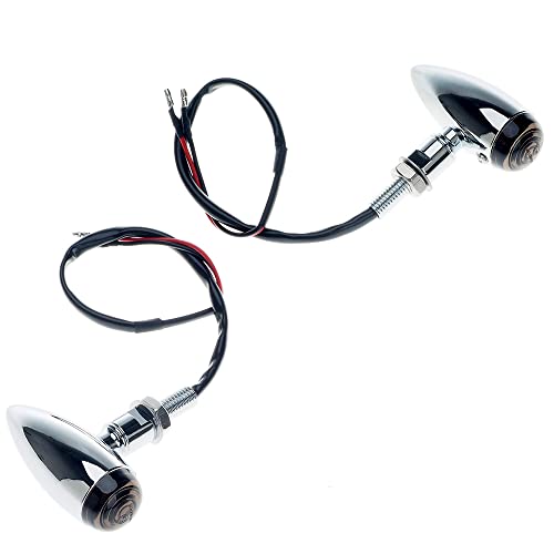 Intermitentes para motocicleta APE RACING, estilo bala clásico, de metal, con bombillas, universales, con orificios de 10 mm (cromados y lentes ahumados).