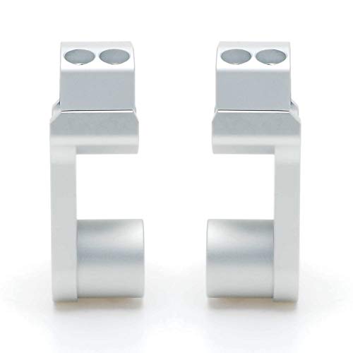 Elevadores de abrazadera de manillar pivotantes APE RACING de 2" de altura, plateados, para manillares de 7/8" o 1 1/8", montaje en abrazadera de potencia de 1-1/8".