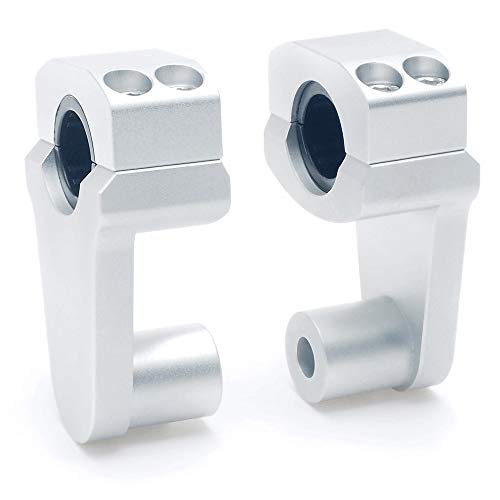 Elevadores de abrazadera de manillar pivotantes APE RACING de 2" de altura, plateados, para manillares de 7/8" o 1 1/8", montaje en abrazadera de potencia de 7/8".
