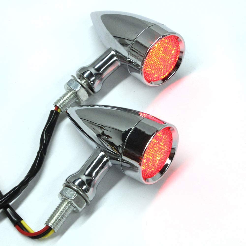 Intermitentes LED vintage de metal para motocicleta APE RACING, luces traseras cromadas M10