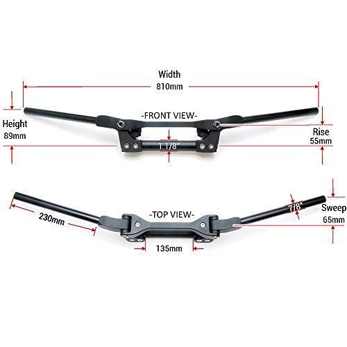Manillar flexible APE RACING de gran tamaño de 1-1/8" negro para enduro, motocross, MX, ATV y quad.