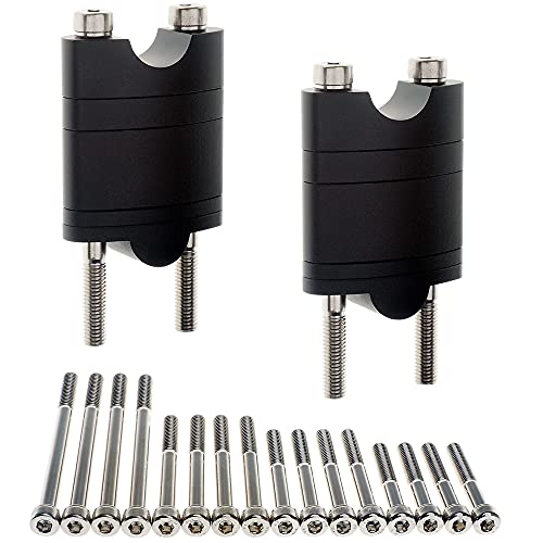 Elevadores de manillar APE RACING de aluminio macizo con altura ajustable para manillares de 7/8" y 22 mm, para motocicletas, todoterrenos, motos de cross y cuatriciclos (7/8", negro)