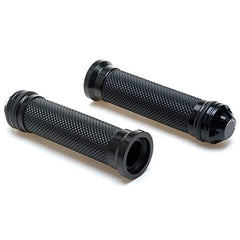 Puños de motocicleta de 7/8" - Puños universales de gel de goma y aluminio CNC con extremo de manillar para ATV, motocicleta y scooter (negro)