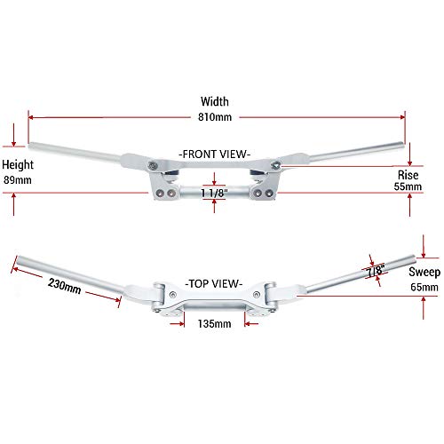 Guidon APE RACING Flex surdimensionné 1-1/8" argenté pour moto enduro, motocross, quad, VTT