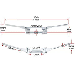 Guidon APE RACING Flex surdimensionné 1-1/8" argenté pour moto enduro, motocross, quad, VTT
