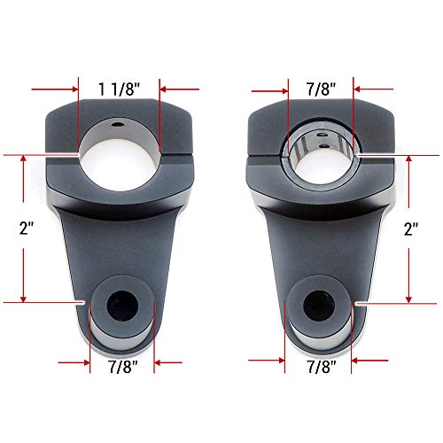 Elevadores de abrazadera de manillar pivotantes APE RACING de 2" de altura, negros, para manillares de 7/8" o 1 1/8", montaje en abrazadera de potencia de 7/8".