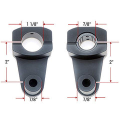 Elevadores de abrazadera de manillar pivotantes APE RACING de 2" de altura, negros, para manillares de 7/8" o 1 1/8", montaje en abrazadera de potencia de 7/8".