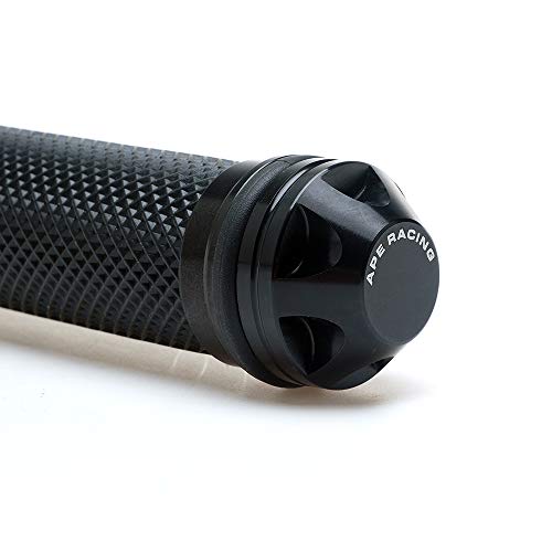 Puños de motocicleta de 7/8" - Puños universales de gel de goma y aluminio CNC con extremo de manillar para ATV, motocicleta y scooter (negro)