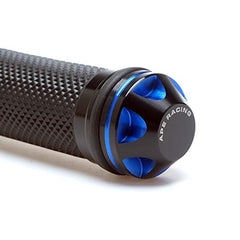 Puños de motocicleta de 7/8" - Puños universales de gel de goma y aluminio CNC con extremo de manillar para ATV, motocicleta y scooter (azul)