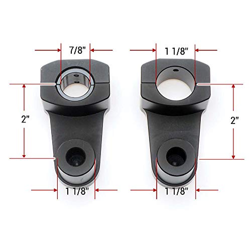 Elevadores de abrazadera de manillar pivotantes APE RACING de 2" de altura, negros, para manillares de 7/8" o 1 1/8", montaje en abrazadera de potencia de 1-1/8".
