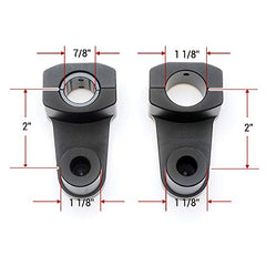 Elevadores de abrazadera de manillar pivotantes APE RACING de 2" de altura, negros, para manillares de 7/8" o 1 1/8", montaje en abrazadera de potencia de 1-1/8".