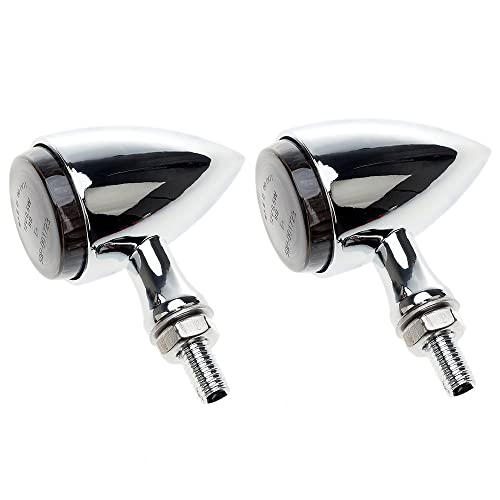Intermitentes para motocicleta APE RACING, estilo bala clásico, de metal, LED, universales, con orificios de 10 mm (cromados y ahumados).
