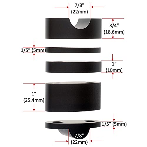 Elevadores de manillar APE RACING de aluminio macizo con altura ajustable para manillares de 7/8" y 22 mm, para motocicletas, todoterrenos, motos de cross y cuatriciclos (7/8", negro)