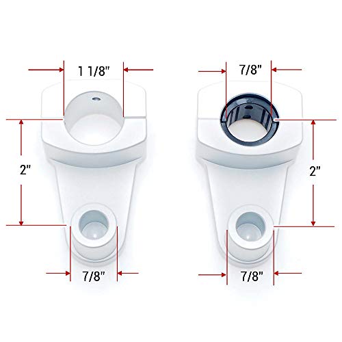Elevadores de abrazadera de manillar pivotantes APE RACING de 2" de altura, plateados, para manillares de 7/8" o 1 1/8", montaje en abrazadera de potencia de 7/8".