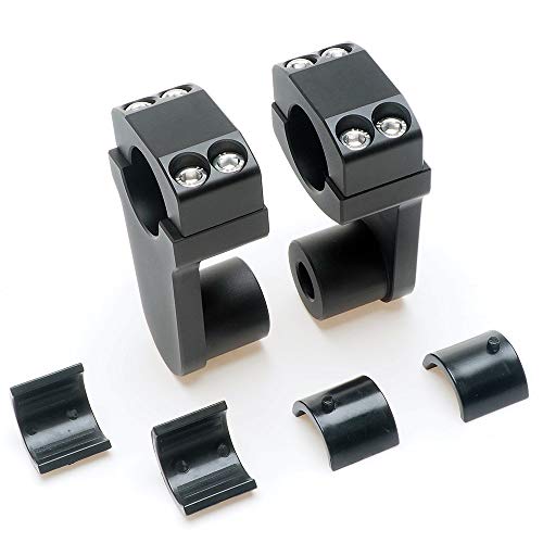 Elevadores de abrazadera de manillar pivotantes APE RACING de 2" de altura, negros, para manillares de 7/8" o 1 1/8", montaje en abrazadera de potencia de 1-1/8".