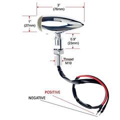 Intermitentes para motocicleta APE RACING, estilo bala clásico, de metal, con bombillas, universales, con orificios de 10 mm (cromados y lentes ahumados).
